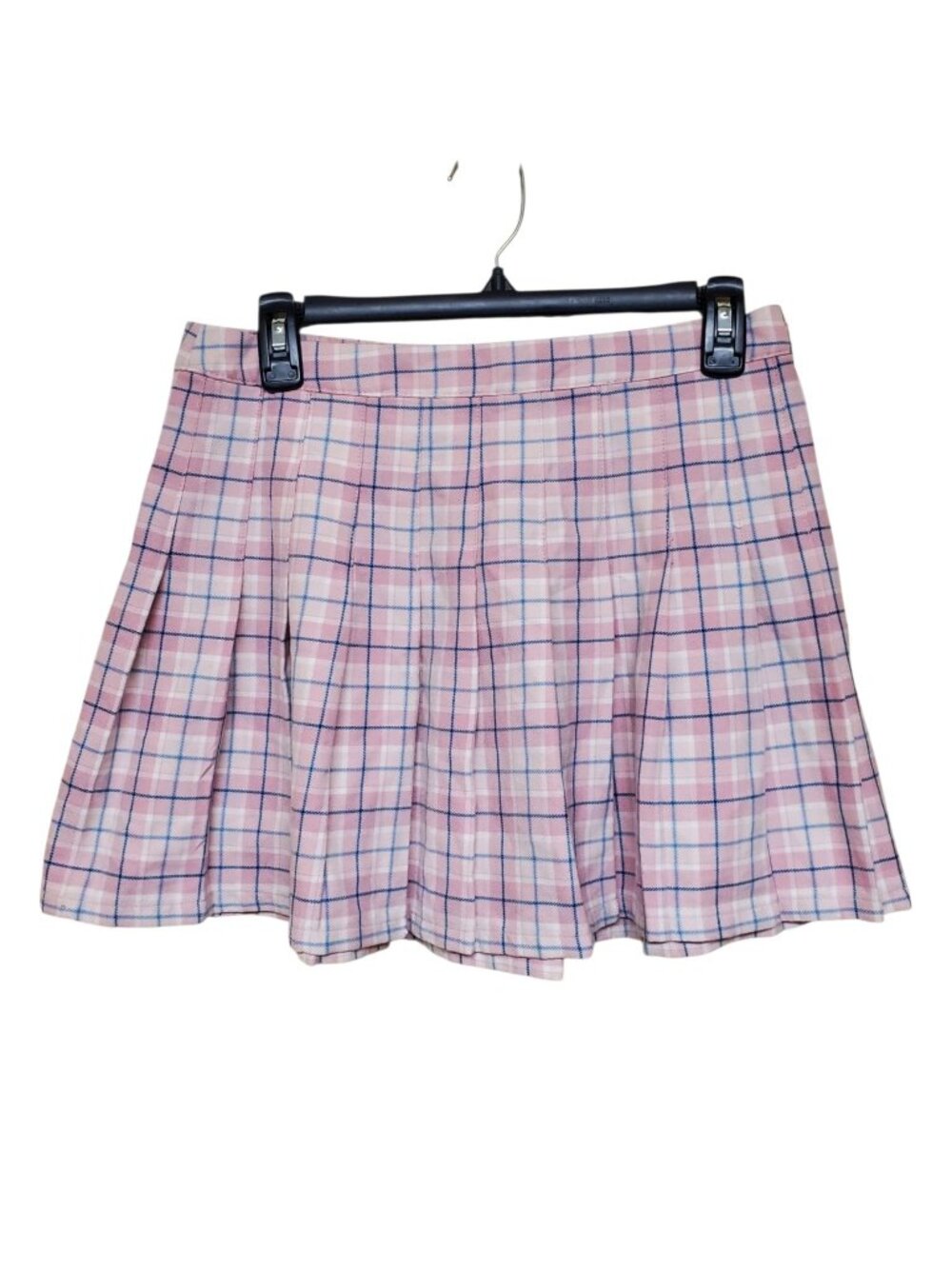 Aeropostale Women's 90s Preppy Pink White Blue Plaid Pleated School Girl Skirt L